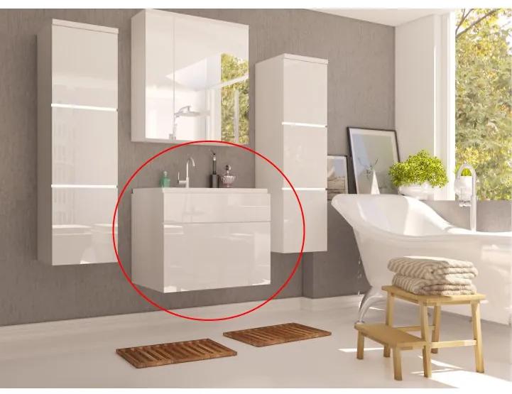 Kúpeľňová skrinka pod umývadlo Mason WH 13 - biela / biely vysoký lesk