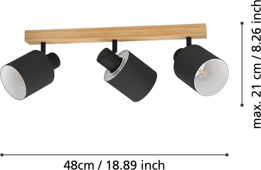 Bodové svietidlo v čiernej a prírodnej farbe 5x48 cm BATALLAS - EGLO