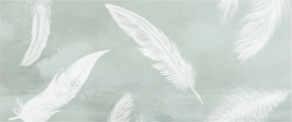 Obraz - Biele pierka (120x50 cm)