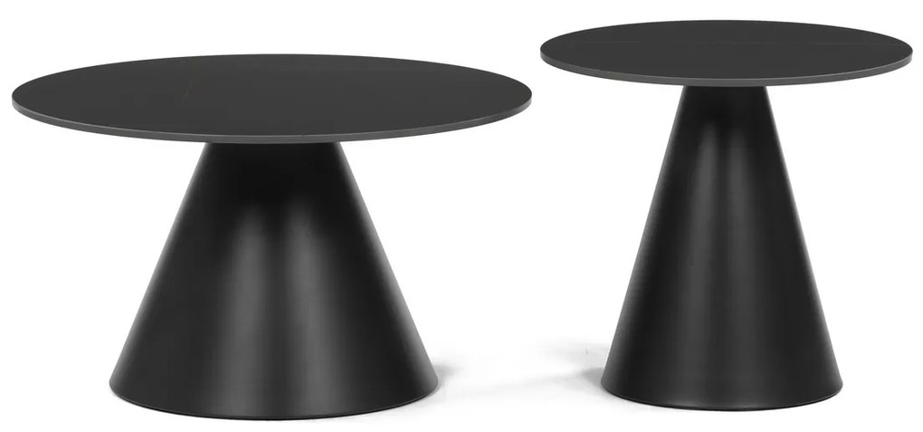 Sada konferenčných stolíkov F4118 BK, mramor, 2 ks