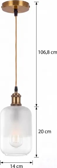 BRILAGI - LED luster na lanku RETRO GLASS 1xE27/60W/230V pr. 14 cm zlatá/biela
