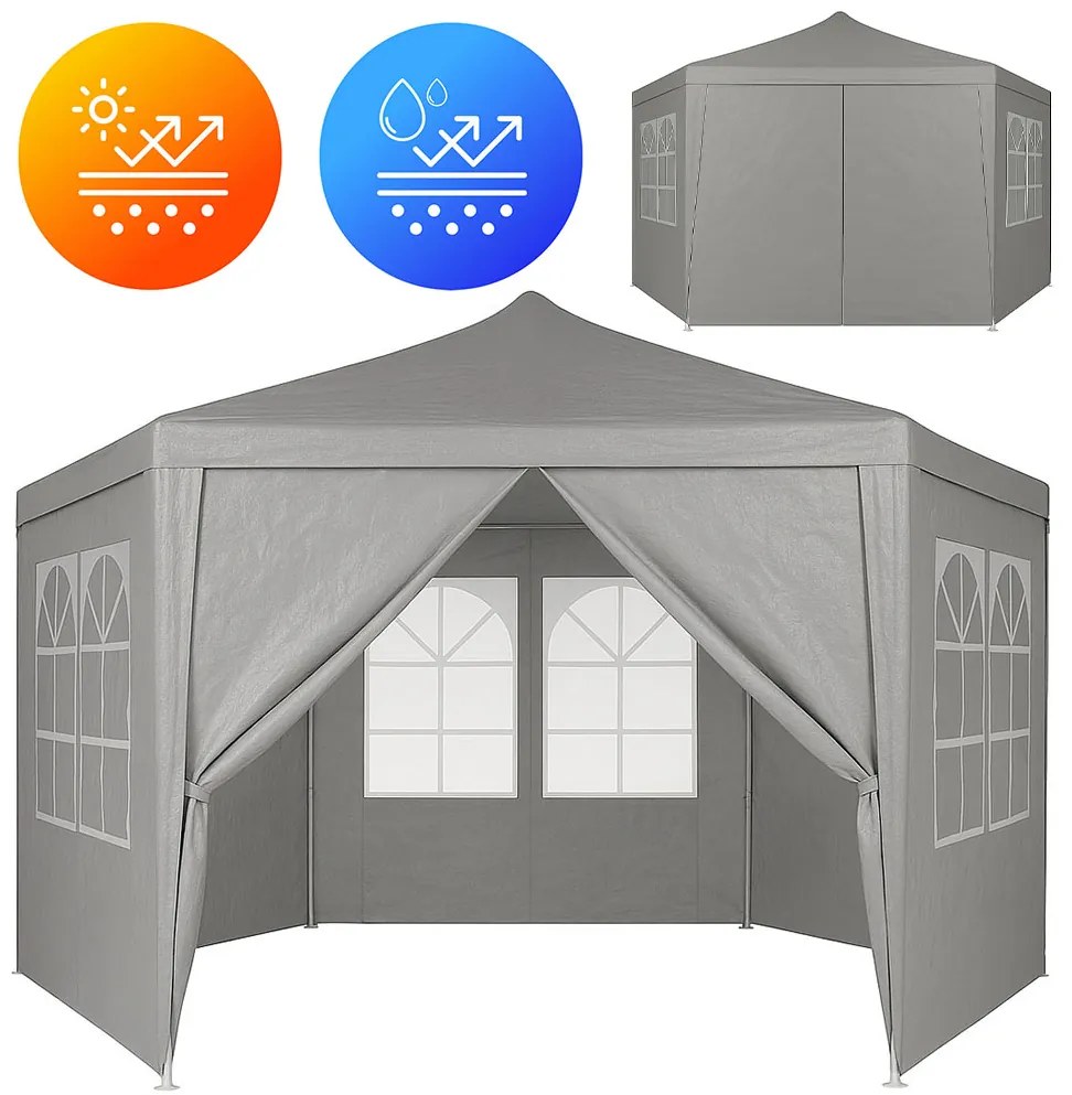 Záhradný pavilónový altánok, s oknami, sivý, MultiGarden
