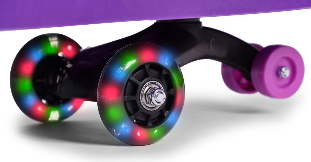 Gravitačné jazdítko ECOTOYS 360° volant s LED kolieskami, gumové kolesá, 3+ fialové
