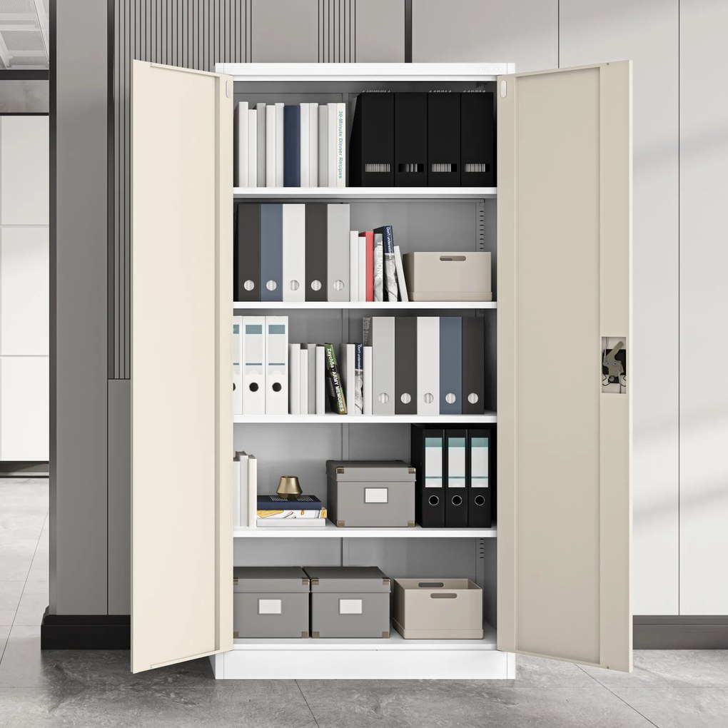 Kancelárska skriňa na dokumenty so 4 policami, biela/dub Sonoma, 900x1850x400 mm: JAN Eco Design