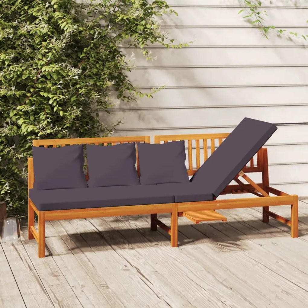 vidaXL Denná posteľ so sivým vankúšom 200x60x75 cm akáciový masív
