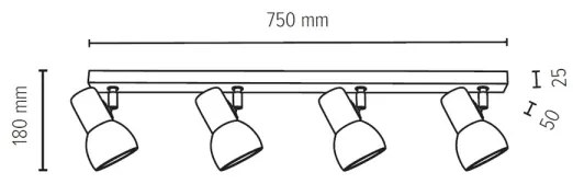Spot-Light 2224474 - Bodové svietidlo SVENDA 4xE27/60W/230V dub