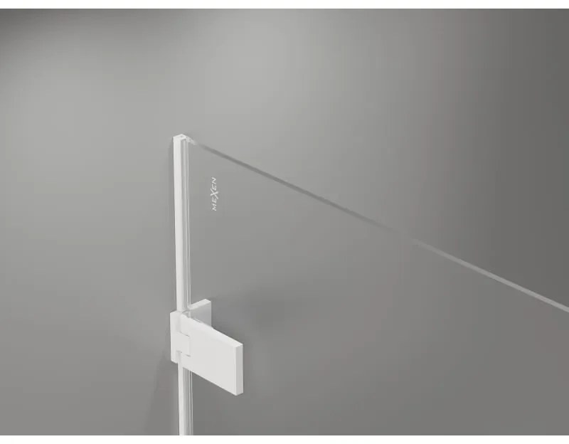 Mexen Lunar-F L, 1-krídlový sprchový kút so skladacími dverami, pravý, 80 x 70 cm, 8mm číre sklo, biely profil, 836L-080-070-20-00-P