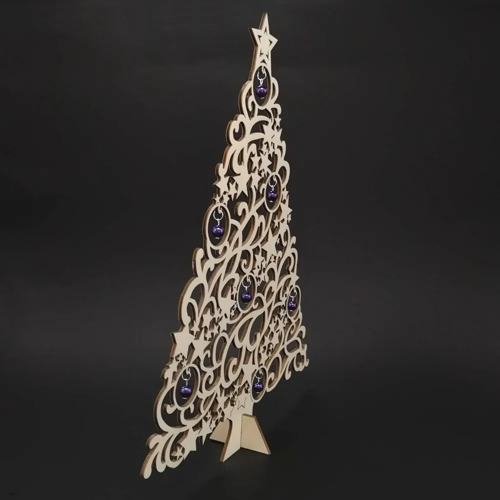 AMADEA Drevený 3D strom s guličkami, výška 37 cm