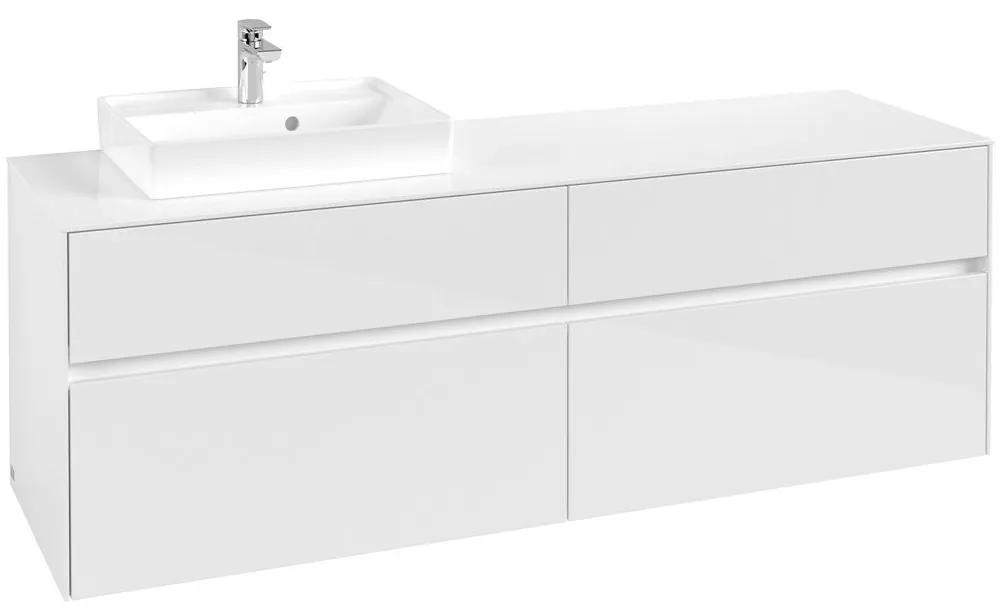 VILLEROY &amp; BOCH Collaro závesná skrinka pod umývadlo na dosku (umývadlo vľavo), 4 zásuvky, 1600 x 500 x 548 mm, Glossy White, C07800DH