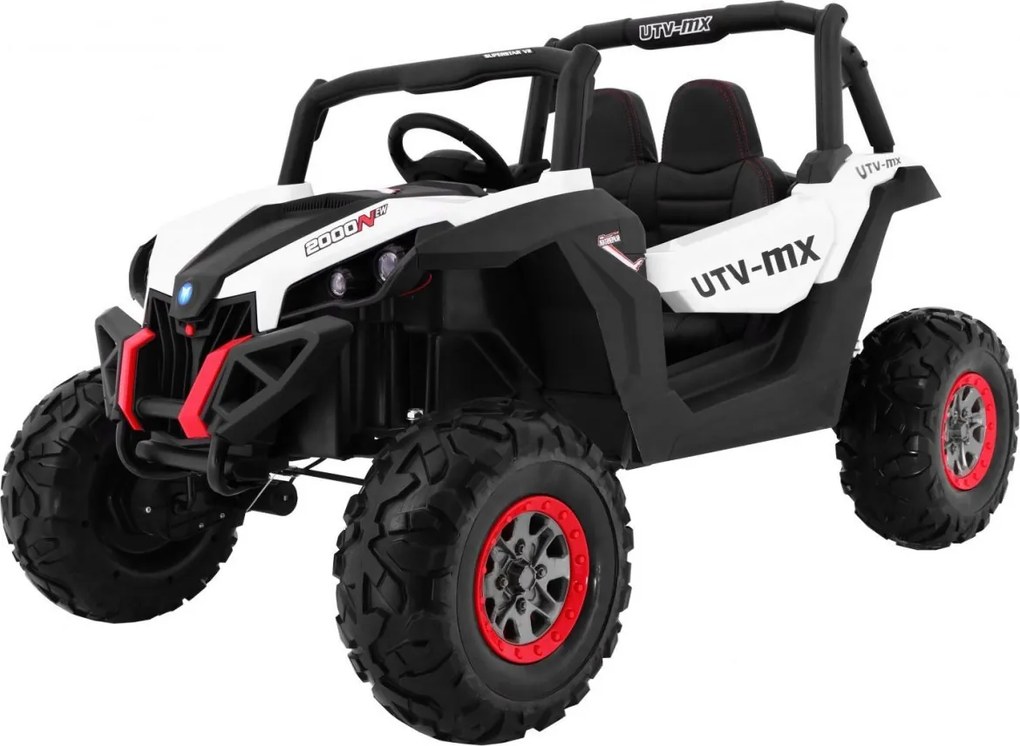 Ramiz Detská bugina SuperStar biela + MP4 + pohon 4x4 + diaľkové ovládanie + batožinový priestor + LED + zámok dverí