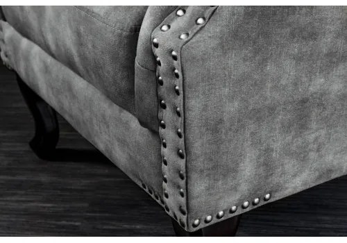 Kreslo 43520 Chesterfield Zamat šedá  - Komfort-nábytok
