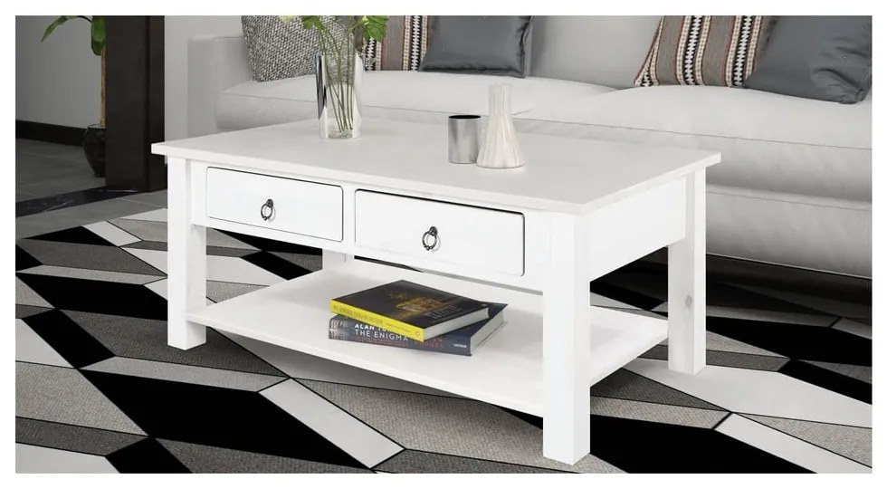 Biely konferenčný stolík z borovicového dreva Støraa Inda