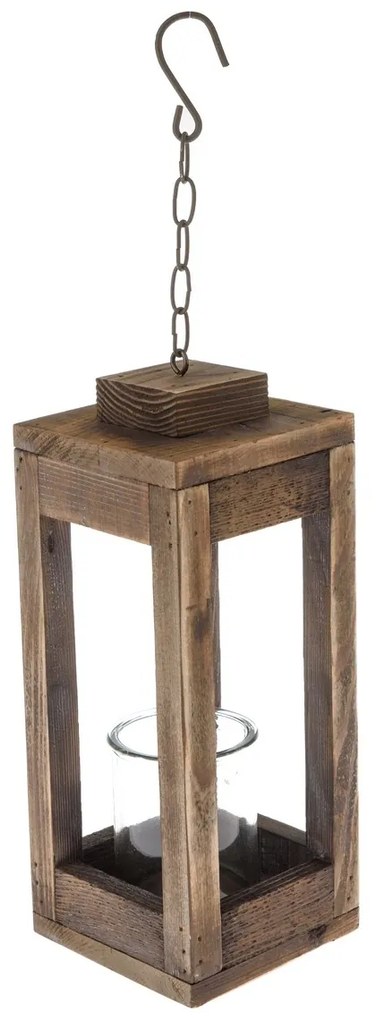 Drevený závesný svietnik Candeliere hnedá, 12 x 30 x 12 cm