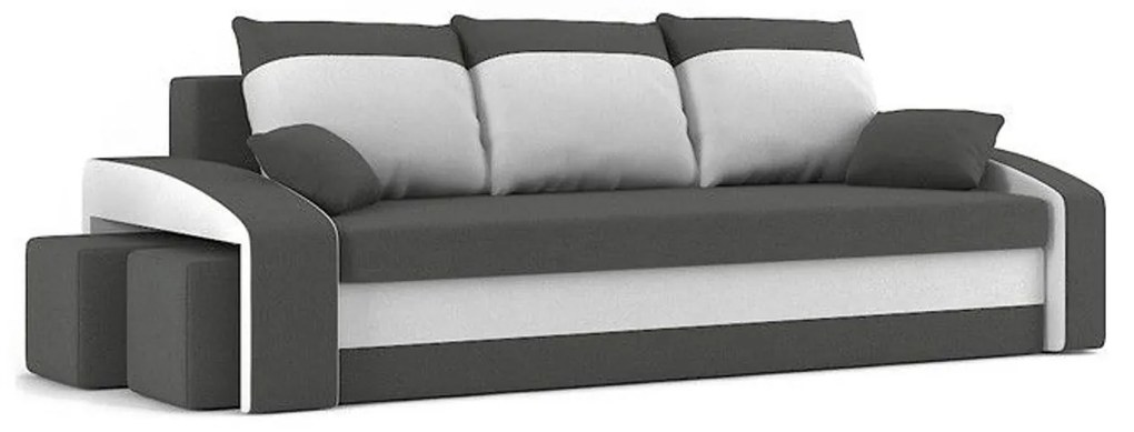 Veľká rozkladacia pohovka HEWLET s taburetkami model 2 Čierna/šedá