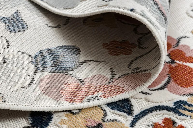 Dywany Łuszczów, Kusový koberec Botanic 65239 flowers ecru – na von aj na doma, 117x170, viacfarebná, chodba / predsieň