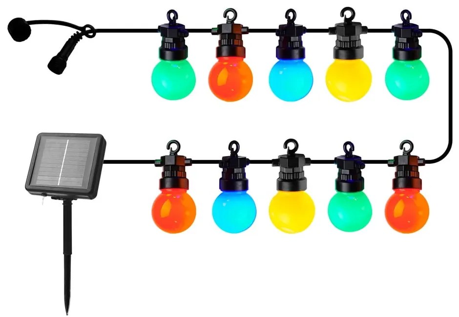 Svetelná reťaz počet žiaroviek 10 ks so solárnym panelom dĺžka 300 cm Lucas Multi – Sirius