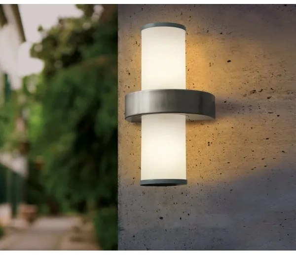 EGLO 86541 - vonkajšie nástenné svietidlo BEVERLY 2xE27/60W strieborná / biela