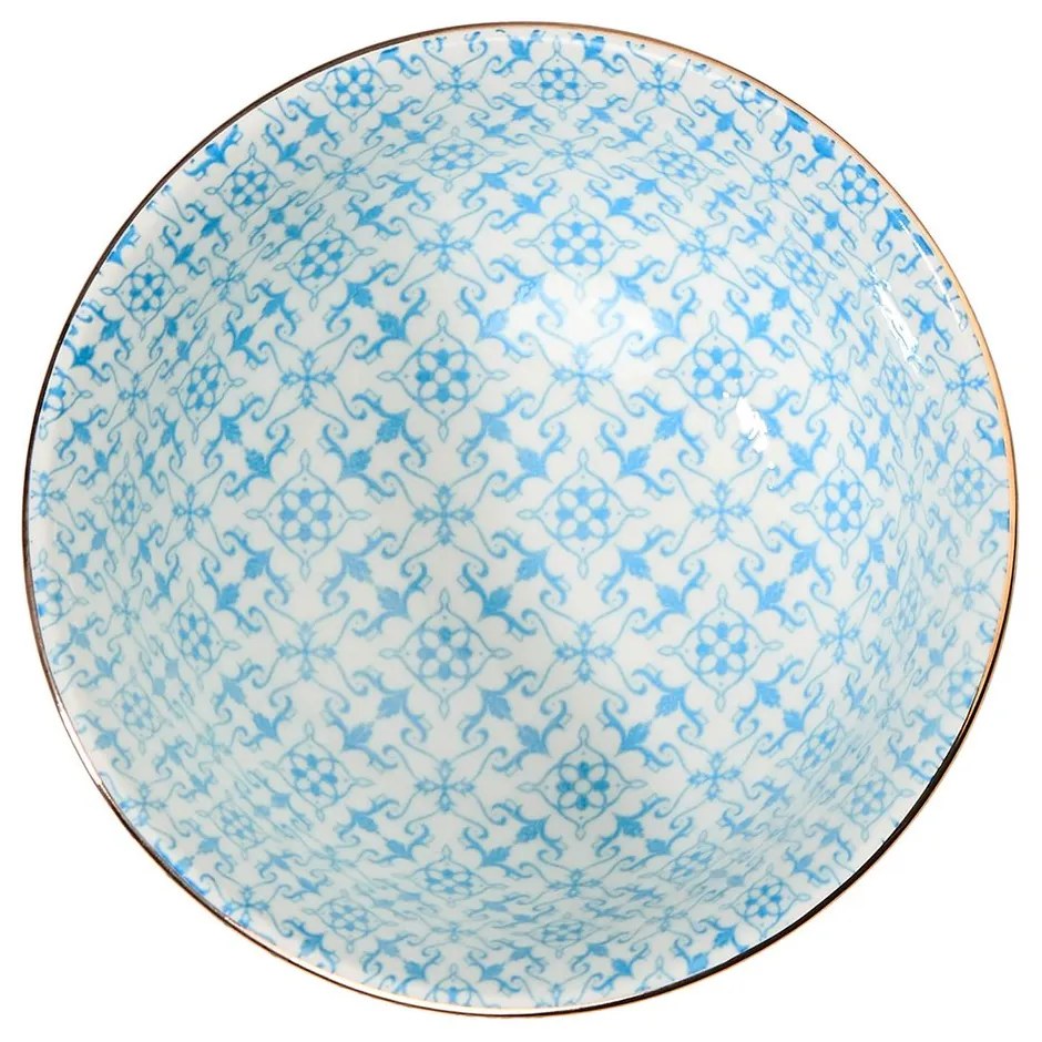 ORNAMENTS Miska so zlatým okrajom 240 ml - modrá