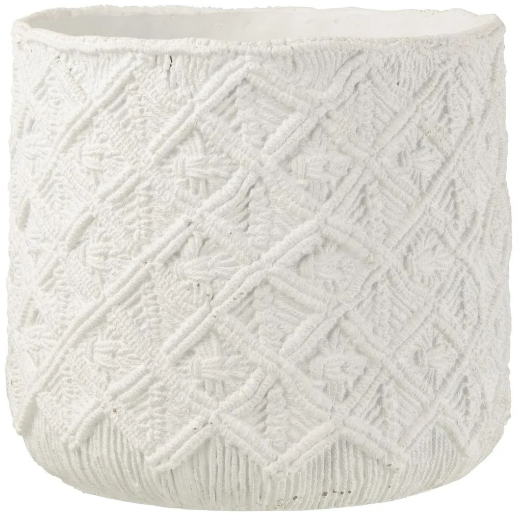Biely cementový kvetináč s drhaným vzorom Scrubb - Ø33*30 cm