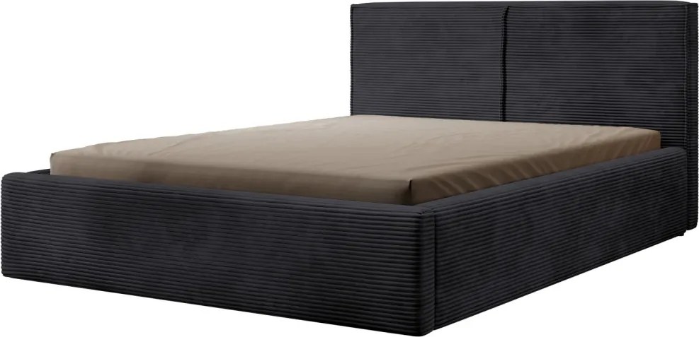 Posteľ Inez 180x200 cm, čierna štruktúrovaná látka