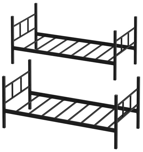 Kovová patrová posteľ MAVEN 90x200 cm čierna nosnosť 2x100 kg