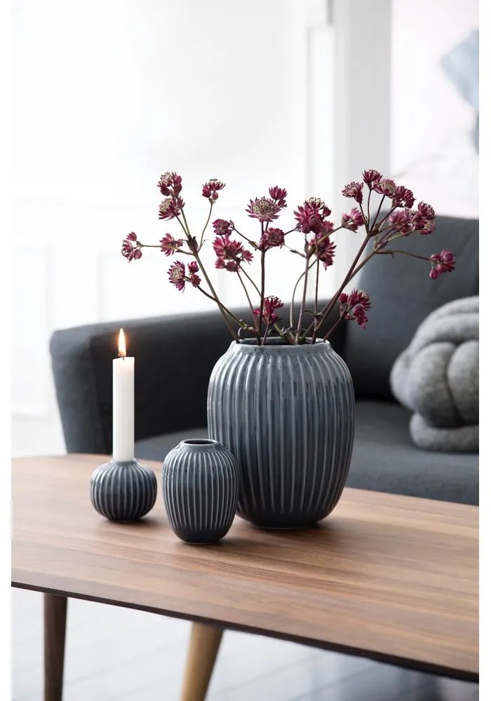 Antracitová kameninová váza Kähler Design Hammershoi, výška 20 cm