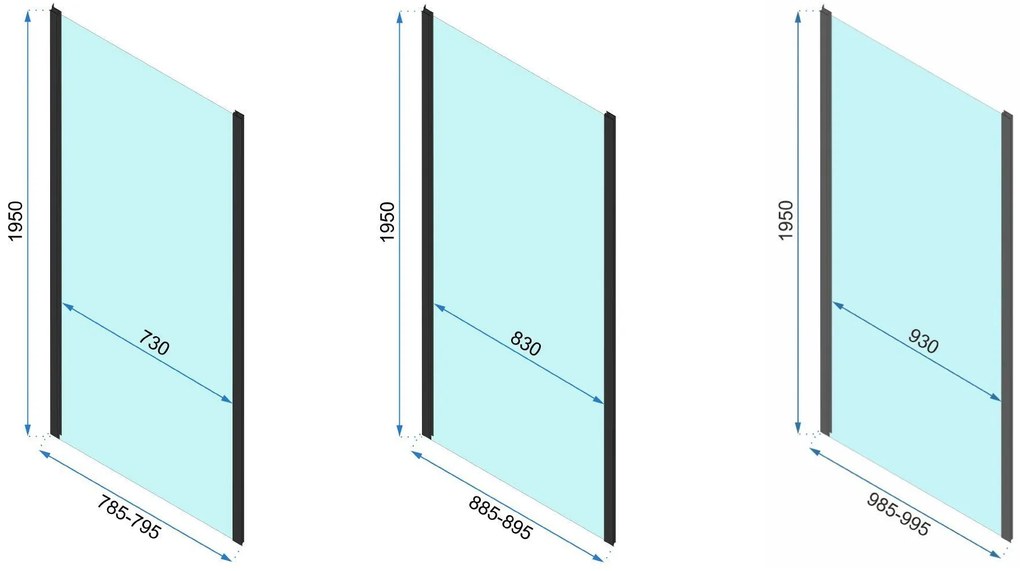 Rea Rapid Slide, 3-stenný sprchovací kút s posuvnými dverami 100(dvere) x 100(stena) x 195 cm, 6mm číre sklo, zlatý matný profil, KPL-04709
