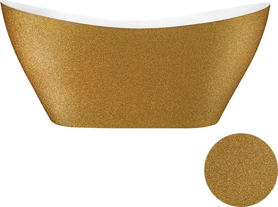 Besco Voľne stojaca vaňa z liateho mramoru Viya Glam 160x70 (170x71) BESCO-Rozmery: 168x71,5, BESCO-Farba: Biela/zlatá