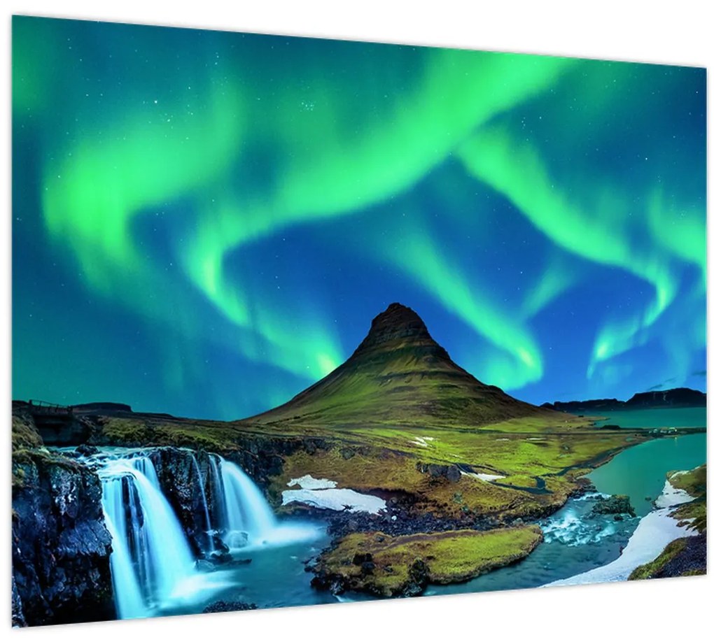 Sklenený obraz - Kirkjufell, Island (70x50 cm)