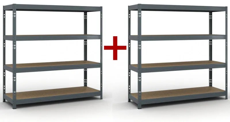 Policový regál 1+1 ZADARMO, 1853x1800x600 mm, nosnosť 600 kg