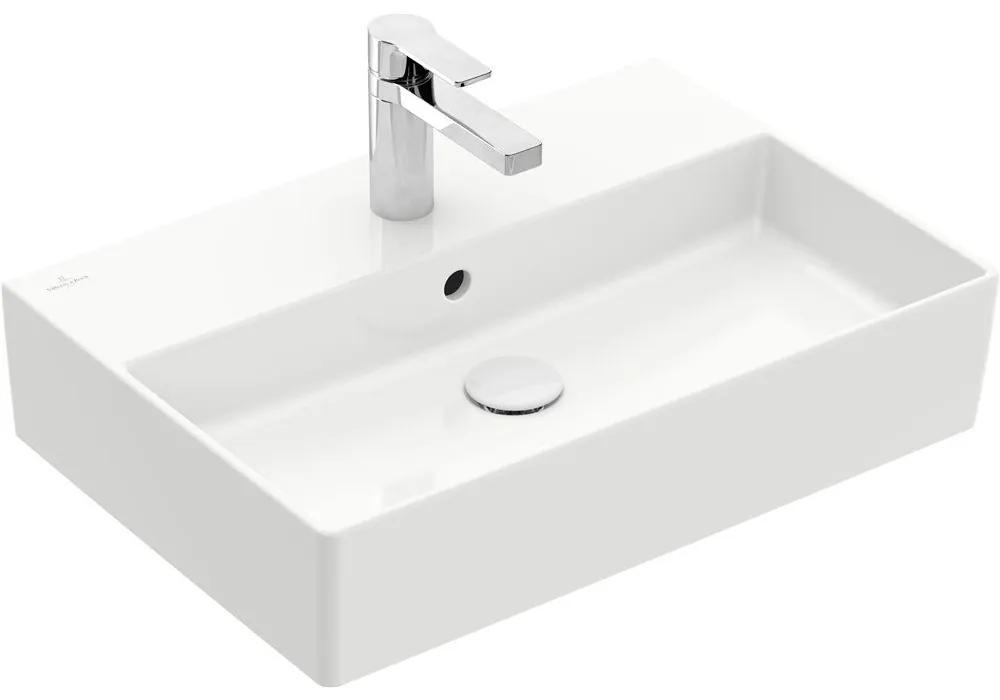 VILLEROY &amp; BOCH Memento 2.0 závesné umývadlo s otvorom, s prepadom, 600 x 420 mm, biela alpská, s povrchom CeramicPlus, 4A2260R1
