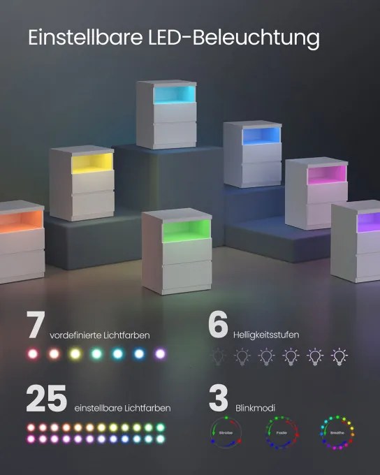Nočný stolík s LED osvetlením LET634W01