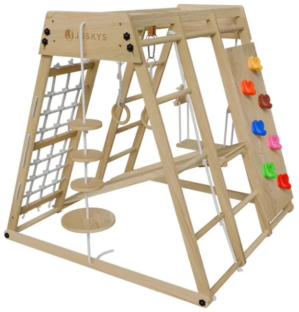 Detské vnútorné drevené ihrisko so šmykľavkou, skladacie veľ