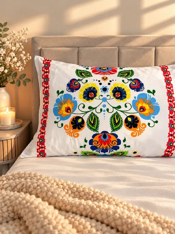 INTERMEDIC SK Bavlnená obliečka na Náhradného manžela 50x150 cm – Folk červený prúžok, 100 % bavlna, zips