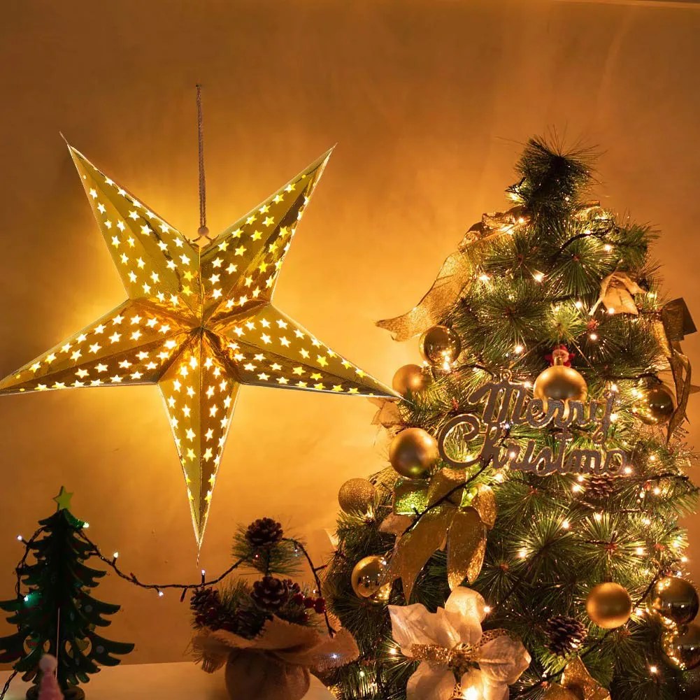 Tutumi Tutumi, LED podsvietená papierová hviezda SY-002 45cm, zlatá, CHR-05002