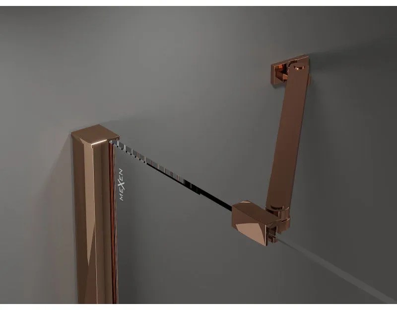 Mexen Velar Duo, posuvné dvere do otvoru 160x200 cm, 8mm číre sklo, ružové zlato, 871-160-000-02-60