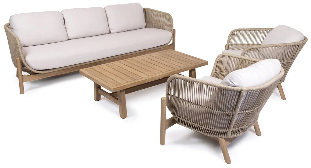 Drevená vypletaná súprava LARA 3 so stolíkom Ravona