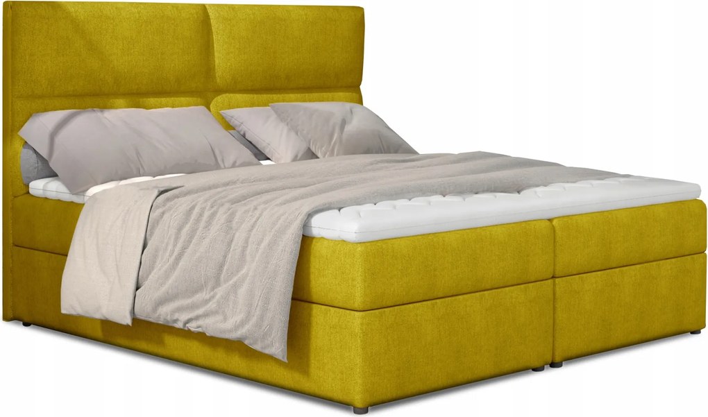 Manželská posteľ Boxspring 145 cm Alyce (žltá) (s matracmi)