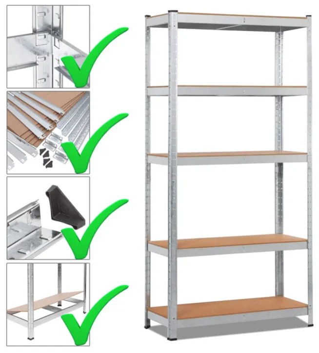 Fistar Regál 2000x700x400 mm zinkovaný  5-policový, nosnosť 875 kg