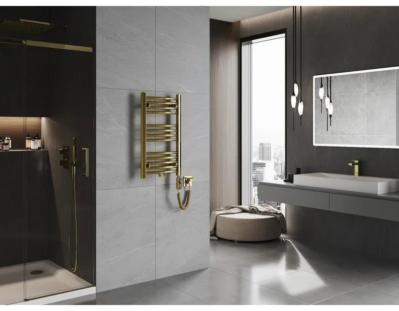 Mexen Ares, elektrické vykurovacie teleso 700 x 400 mm, 300 W, zlatá lesklá, W102-0700-400-2300-50