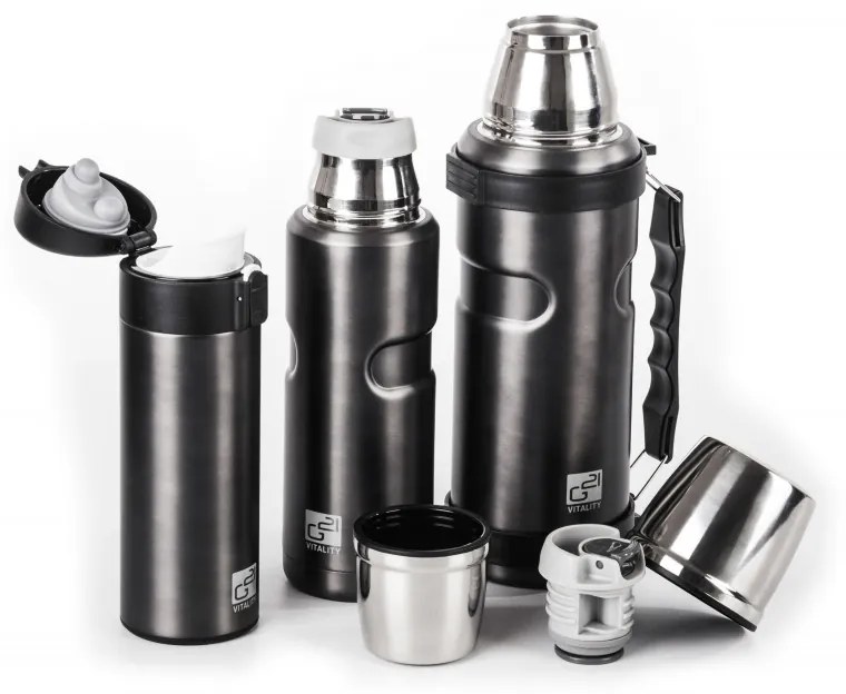 G21 Termofľaša G21 na pitie, 1000 ml, šedá s rukoväťou