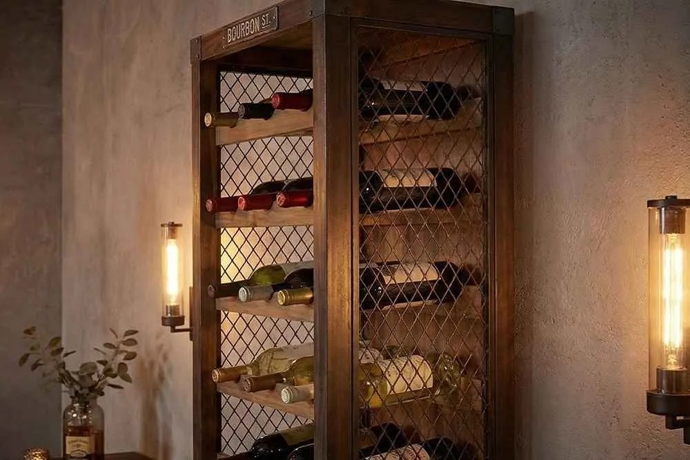 Dizajnový regál na víno Winebar 190 cm borovica
