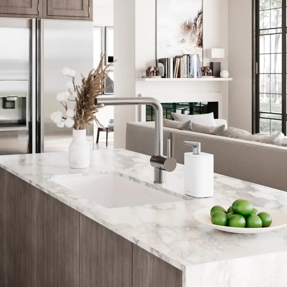 Biely oceľový dávkovač mydla 473 ml Pulse – simplehuman