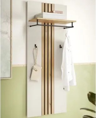 Šatníkový panel s poličkou Lima, béžový kašmír/dub evoke%