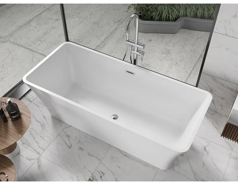 Mexen Tonia, voľne stojaca vaňa 170 x 75 cm, biela, chrómový prepad, 52171707500-01