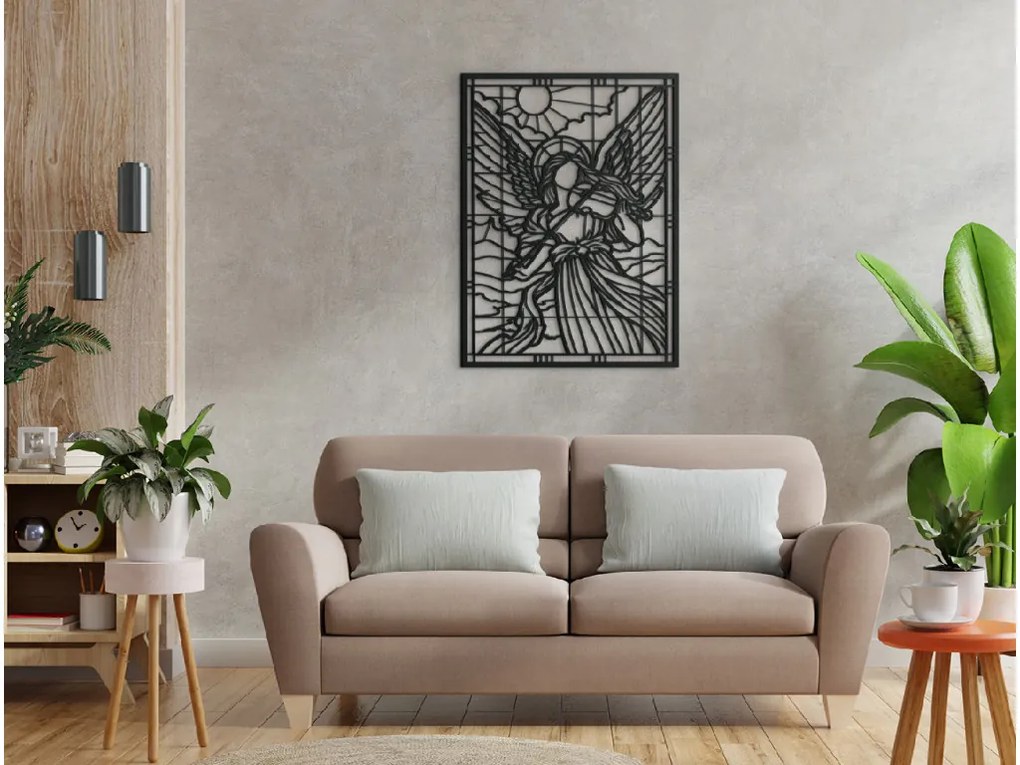 drevko Drevený obraz Anjel s husľami Rozmer obrazu: 44,5 x 32,5 cm, Farba dekorácie: Čierna