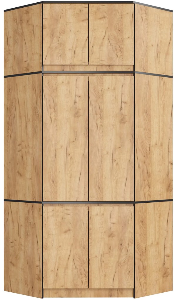 Rohová šatní skříň CLP 100 cm 6D dub craft