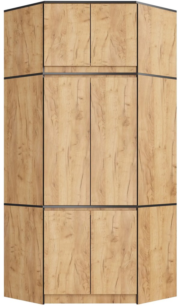 Rohová šatníková skriňa CLP 100 cm 6D dub craft