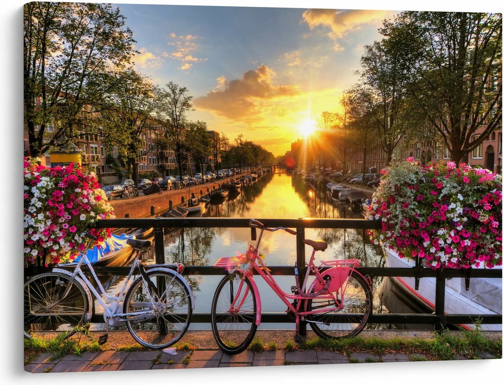 Obraz - Východ slnka v Amsterdame (70x50 cm)