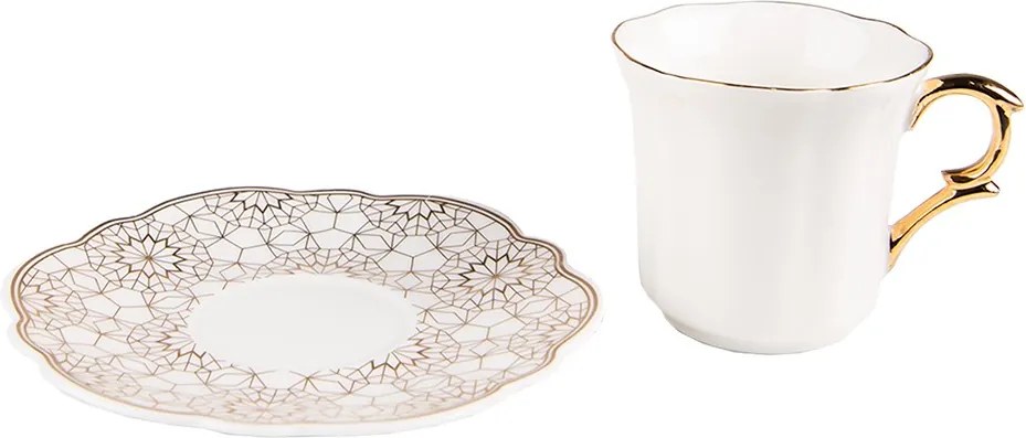 Biela porcelánová šálka so vzorovanou tanierikom Cuppie - Ø 12*7 / 95 ml